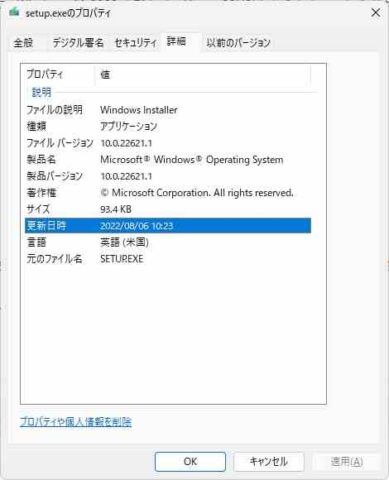 setup.exe form Win11_22H2_Japanese_x64.iso