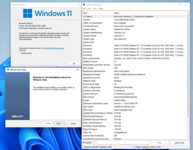 Windows11評価版は21H2 Build22000.1098でUSロケール