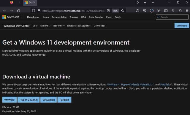 Get a Windows 11 development environment 22621.1265