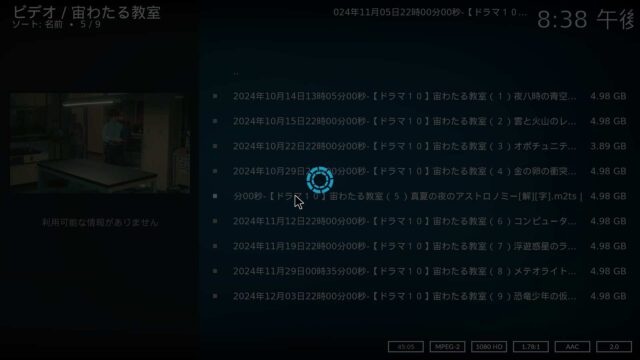 Kodi20.5 ビデオ描写が出来ない