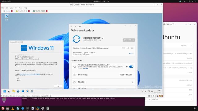 Tiny11 builderによって構築されたISOを利用してVMwareにインスト