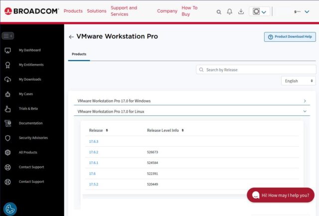 VMware-Workstation-Full-17.6.3-24583834.x86_64.bundleダウンロード