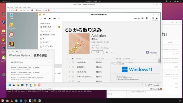 x64 VMware Canary版 build 27934.1 とupされても