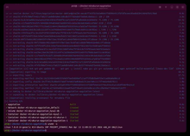 仮設Ubuntu 26.04 LTS に【Docker-Mirakurun-EPGStation】導入
