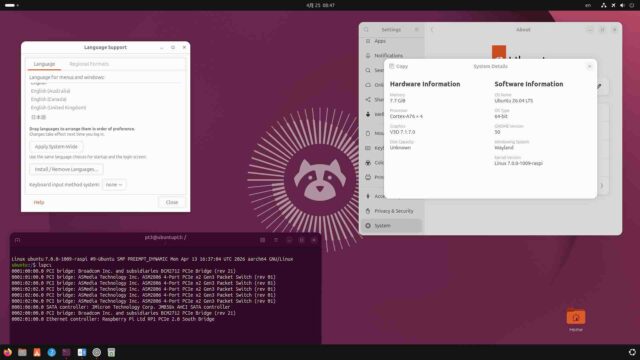 Raspberry pi 5もサポートされたUbuntu 26.04 LTS インストールも簡単