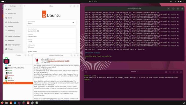 Raspi5+Ubuntu 26.04にWine11.4環境を【Pi-Apps】から